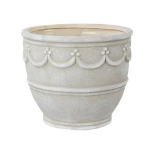 My Texas House 12" Retro Cream Planter Pot – Vintage Style Indoor