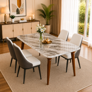 Malaysian 4 Seater Marble Dining Set (5D)