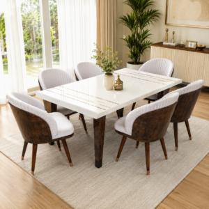 Luxury 6 Seater Onyx Marble Dining Set (Premium)