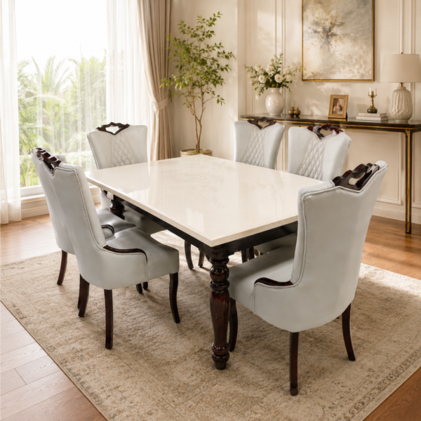 Cushion Model Marble Dining Set (1+6)