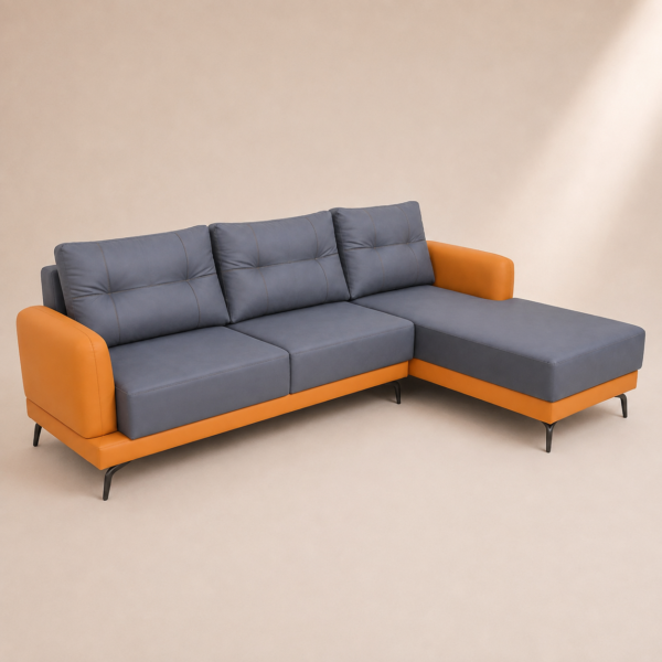 Dual-Tone Chaise Lounger Sofa · L-Shape Leatherette Lounger