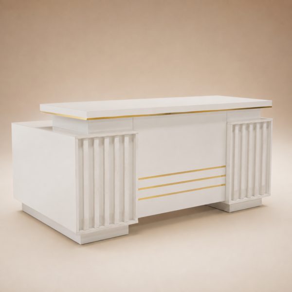 5 Ft Imported Executive Office Table – White & Gold
