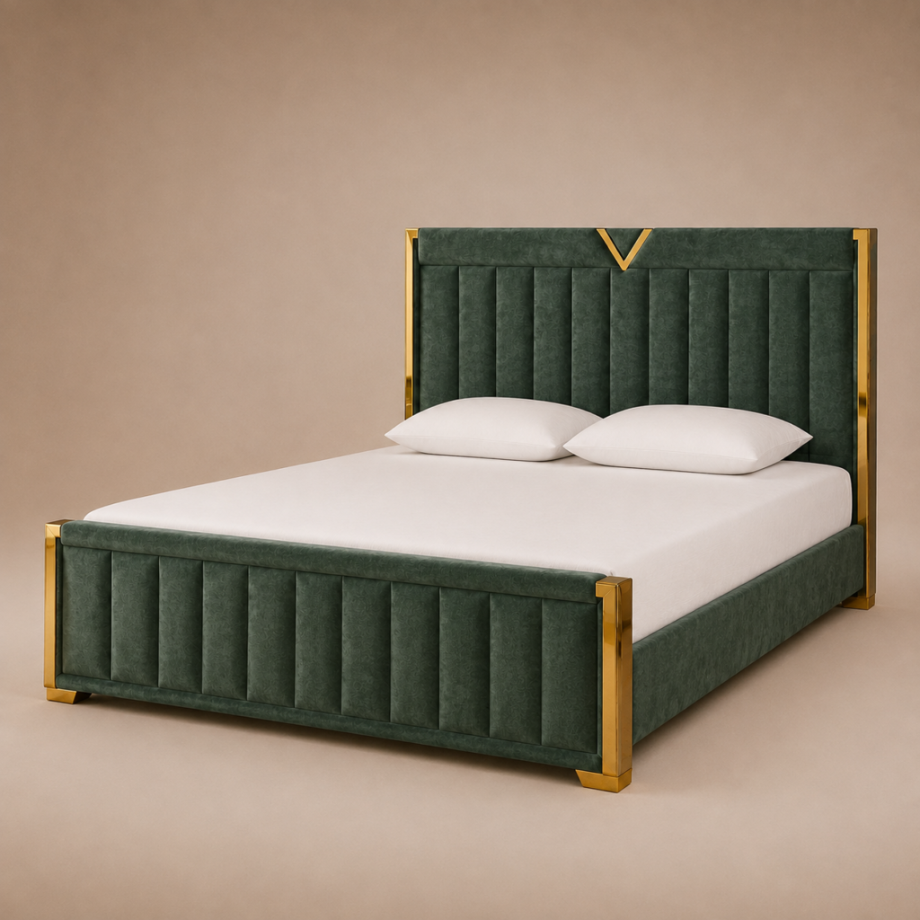 Victor V-Crest Channel-Tufted Storage Bed — 6×6